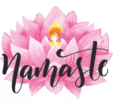 Namaste lyserød lotusblomstervægindretning - TenStickers