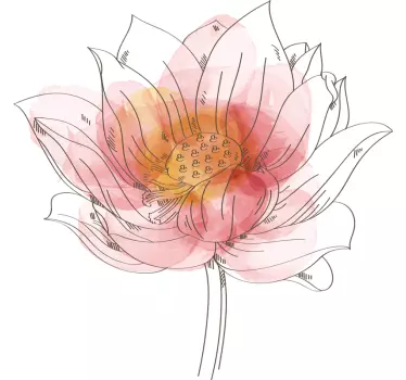 Lotus lilly akvarel blomst væg indretning - TenStickers