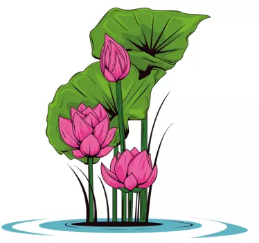 Lotus i vandblomstervægindretning - TenStickers