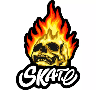 Flamme kranium skateboard klistermærke - TenStickers