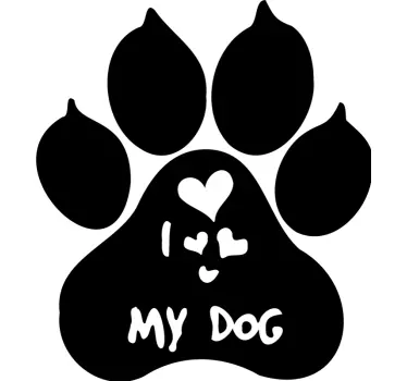 Jeg elsker min hund pote print kæledyr mærkater - TenStickers