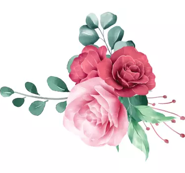 Pæon buket blomst væg Wallsticker til stuen - TenStickers