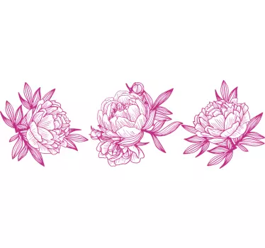 Pæonrosa omrids blomstermærkat - TenStickers