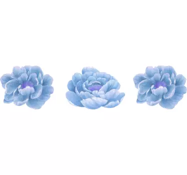 Pæon sæt i blå blomstermærkat - TenStickers