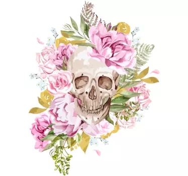 Pæon omkring en kranium blomst væg indretning - TenStickers