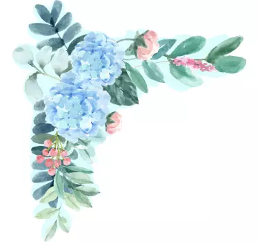 Pæon realistisk hjørne stykke blomstermærkat - TenStickers