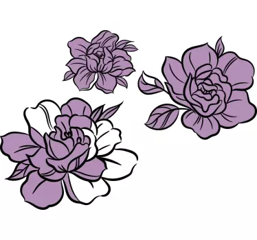 Pæon sæt blomster væg indretning - TenStickers