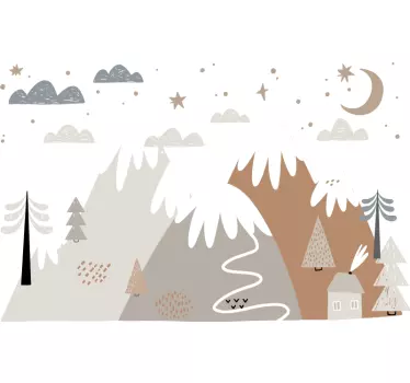 Skandinaviske bjerge alika børns soveværelse væg klistermærke - TenStickers