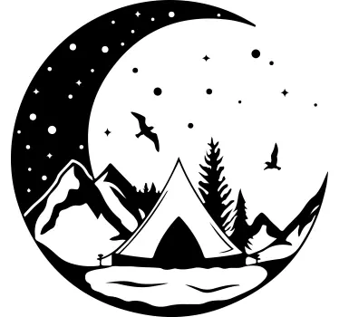 Natur klistermærke bjergmåne scene - TenStickers