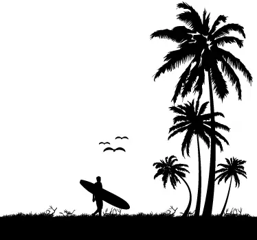 Tropisk strand Silhouette sticker - TenStickers