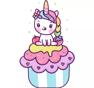 Enhjørning på cupcake wallsticker - TenStickers