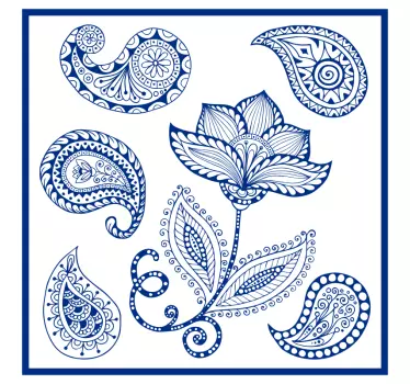 Paisley og blomster fliser overførsel - TenStickers