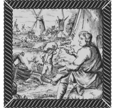 Flise klistermærke historiske scenetegninger - TenStickers