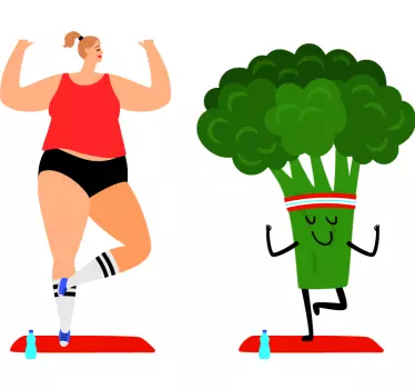 Vægoverføringsbillede med sund mad og yoga - TenStickers