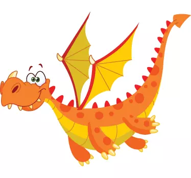 Wallstickers til børn orange dragon vægklistermærke - TenStickers