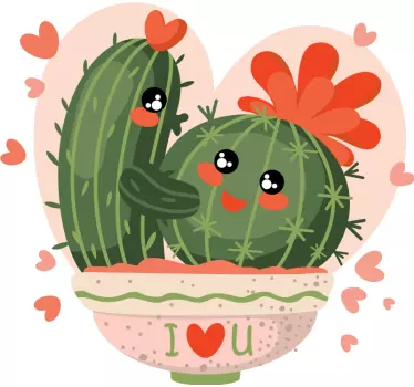 Kaktusser par kysse blomstermærkat - TenStickers