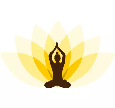 Lotusblomst med kvinde, der praktiserer yoga blomstermærkat - TenStickers