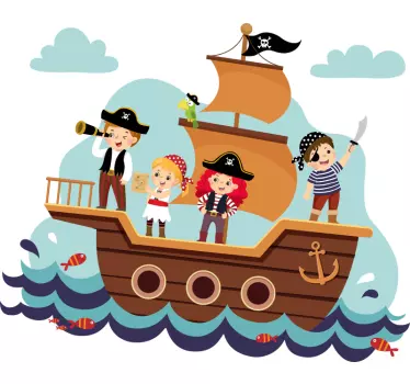Børn pirater illustration væg kunst - TenStickers