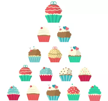 Vægoverføringsbillede på cupcake-pyramide - TenStickers