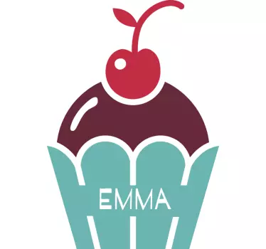 Cupcake med navn tekst vægoverføringsbillede - TenStickers