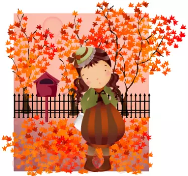 Efterårs wallsticker pige have - TenStickers