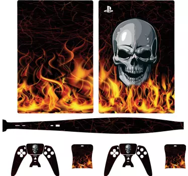 Brændende kranium playstation 5 klistermærker - TenStickers
