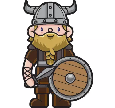 Viking, der holder træskærm og økse karaktervægklistermærker - TenStickers