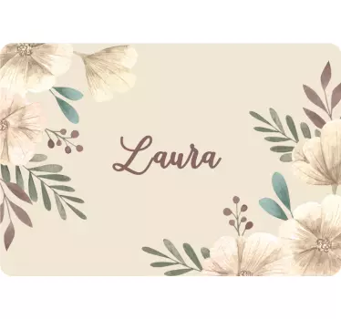 Smukke blomstrende blomster med navnet laptop-mærkat - TenStickers