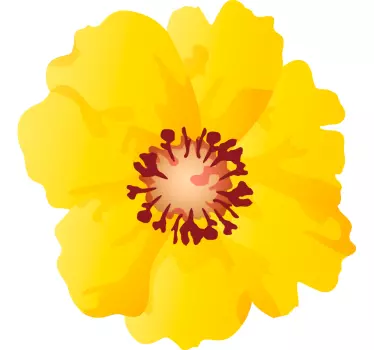 Gul blomst på en hvid baggrund blomstermotivindretning - TenStickers