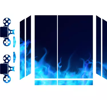 Blå brand playstation 4 klistermærker - TenStickers