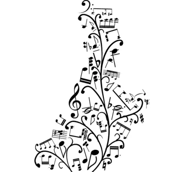 Blomstermusiknoter vægklistermærke - TenStickers
