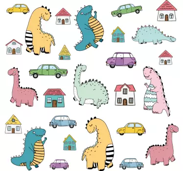 Klistermærke farverige dinosaurfigurer - TenStickers