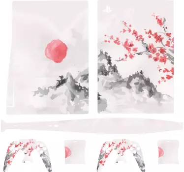 Japansk stil landskab ps5 cover - TenStickers