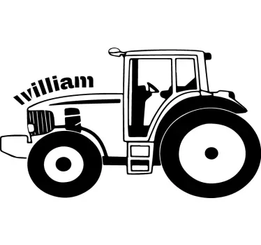 Silhuet traktor med personlig navn legetøjsmærkat - TenStickers