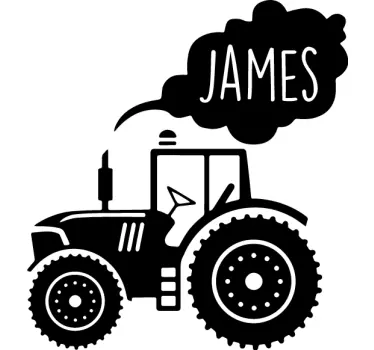 Silhuet traktor med eget personligt navn legetøjsmærkat - TenStickers