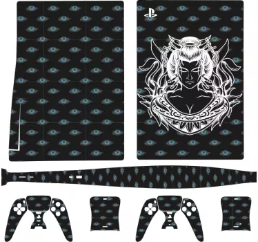 Anime ansigt blå øjne playstation 5 mærkat - TenStickers