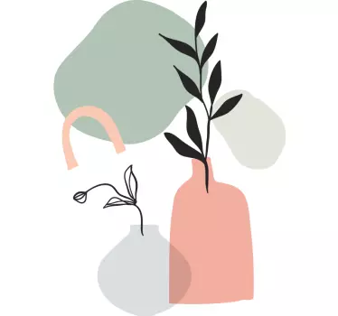 Flise klistermærke abstrakte blomster vaser - TenStickers