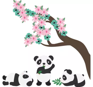 Klistermærke fra det eventyrlige panda-klan - TenStickers