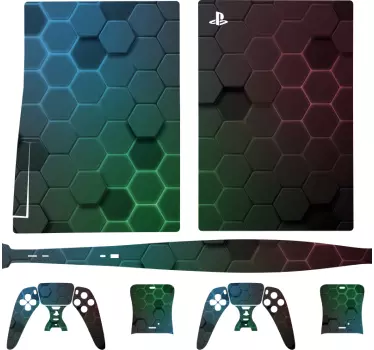 Grå sekskantede ps5 cover - TenStickers