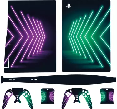 Neonlys pile playstation 5 klistermærker - TenStickers