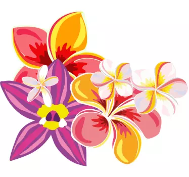 Flerfarvet blomster vægindretning - TenStickers