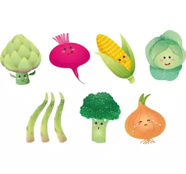 Sjove vegetabilske figurer køleskabsmærkater - TenStickers