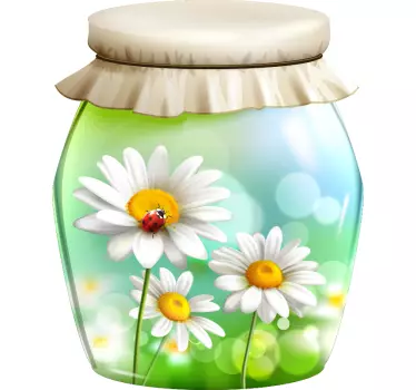 Daisy blomst glas blomst væg indretning - TenStickers