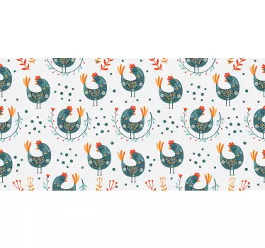 Wallsticker til stuen med kyllinger og blomster - TenStickers