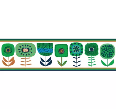 Kantbånd klistermærke med stiliseret blomsterdesign - TenStickers