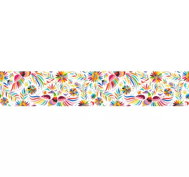 Kantbånd klistermærke med livlige blomsterelementer - TenStickers