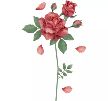 Rød rose blomst væg indretning - TenStickers