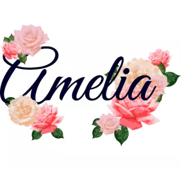 Wallsticker dyr med blomster personlig navn - TenStickers