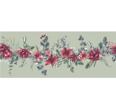 Kant med røde blomster kant klistermærke - TenStickers