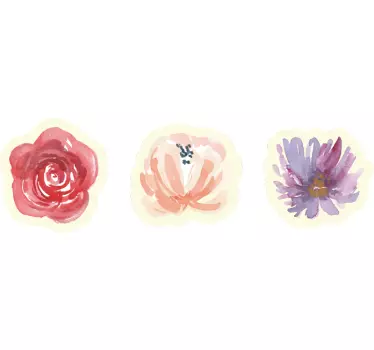 Kantbånd klistermærke med blomster akvarel design - TenStickers